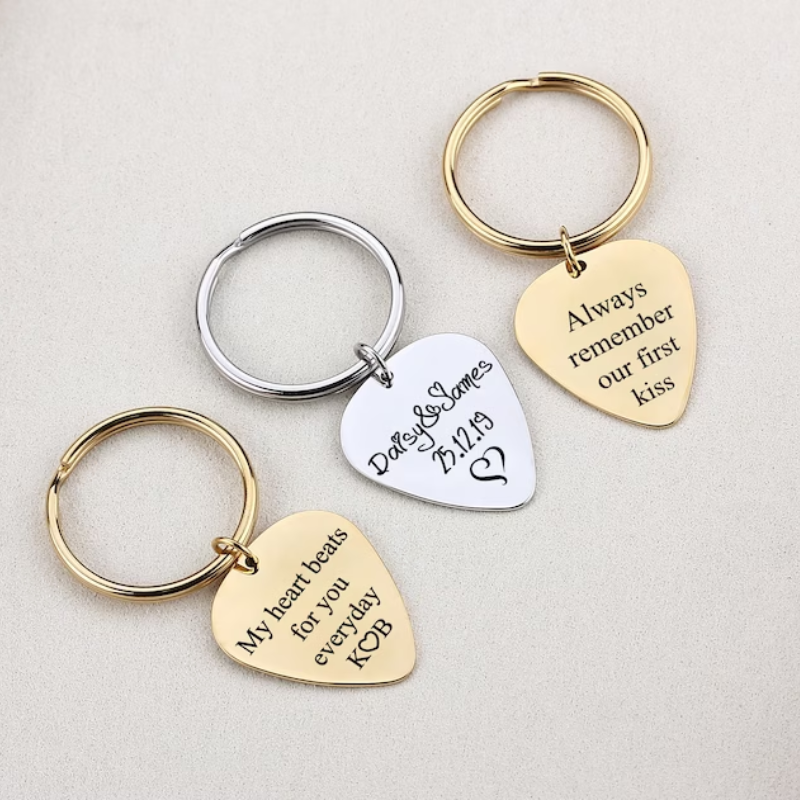 13. Rock Their World with a Personalized Guitar Pick Keychain - The Perfect 8th Anniversary Gift