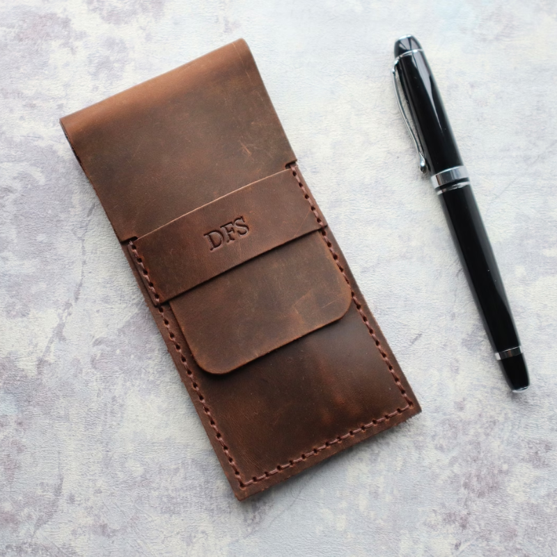 8. Personalized Leather Pen Holder: A Thoughtful 17 Year Anniversary Gift for Him or Her