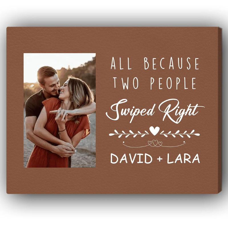 10. Swipe Right into Romance: Personalized Canvas Gift for Online Dating Anniversary
