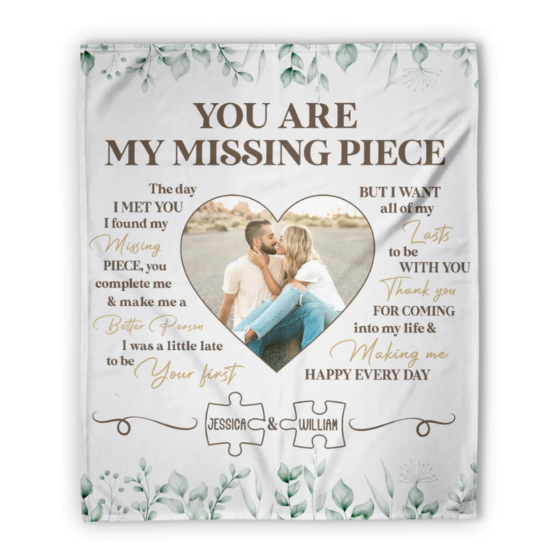 24. You Are My Missing Piece - Personalized Anniversary Blanket for Your Husband: A Unique Gift Idea