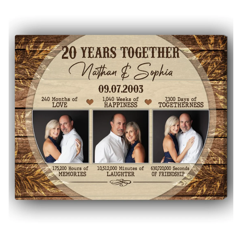 11. Personalized Canvas: Celebrate 20 Years Together with a Thoughtful Anniversary Gift for Wife