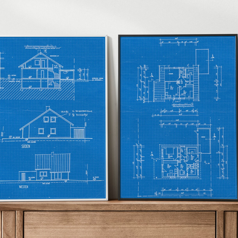 Customized Home Blueprint Art