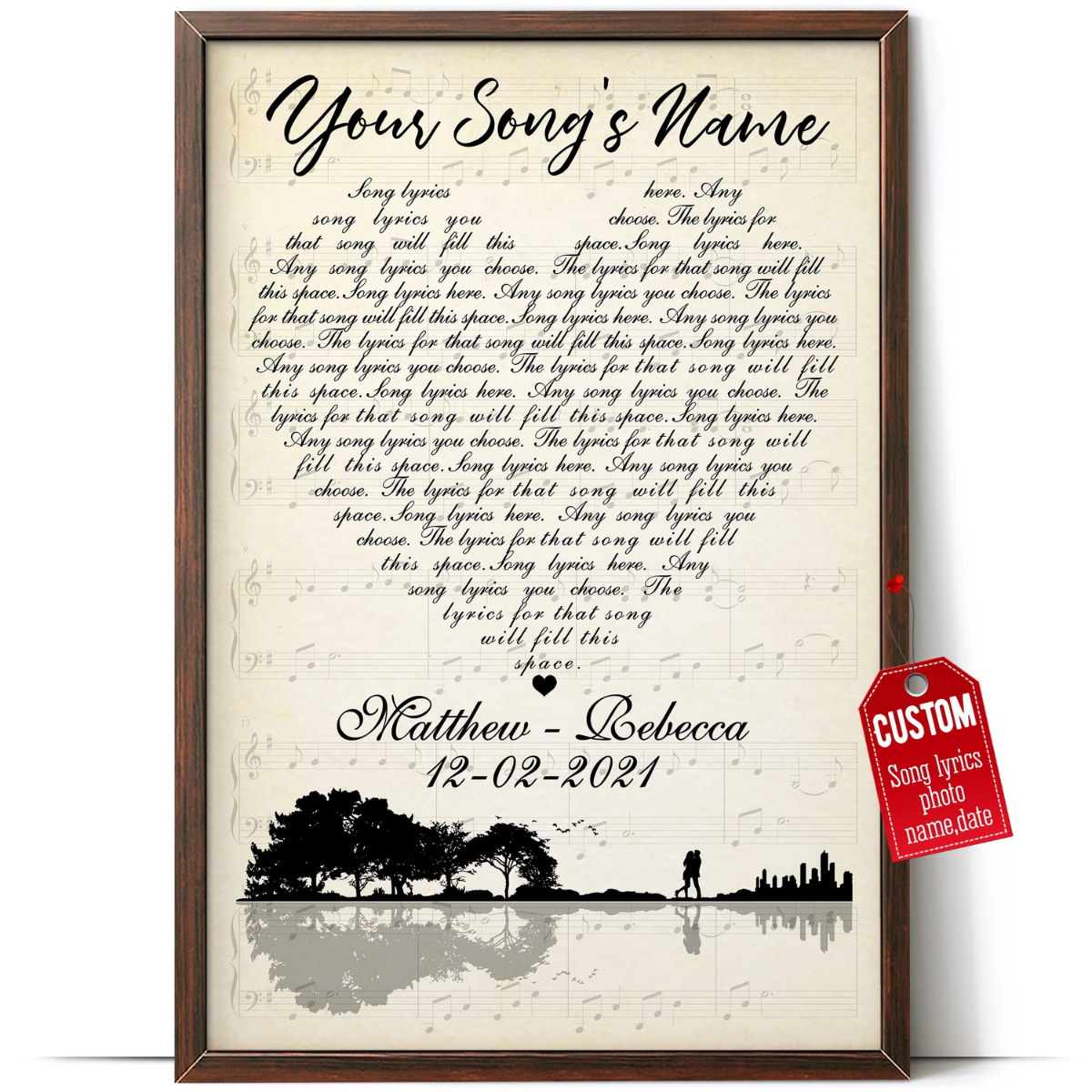36. Capture Your Love Story in Handwritten Song Lyrics Framed Art: Unique Anniversary Gifts for Him