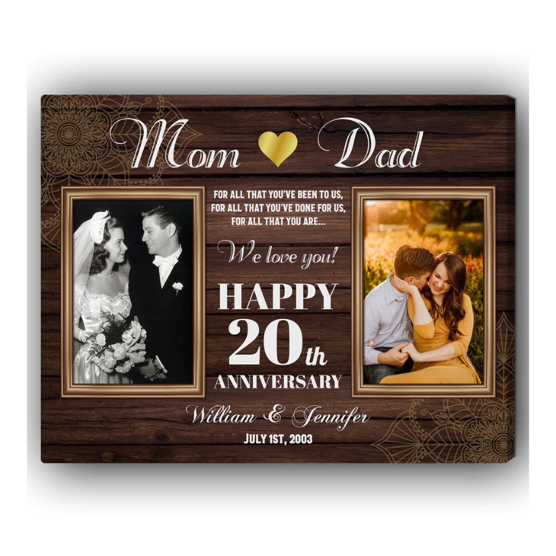 17. Celebrate 20 Years of Love with a Personalized Canvas - The Perfect Anniversary Gift for Parents!