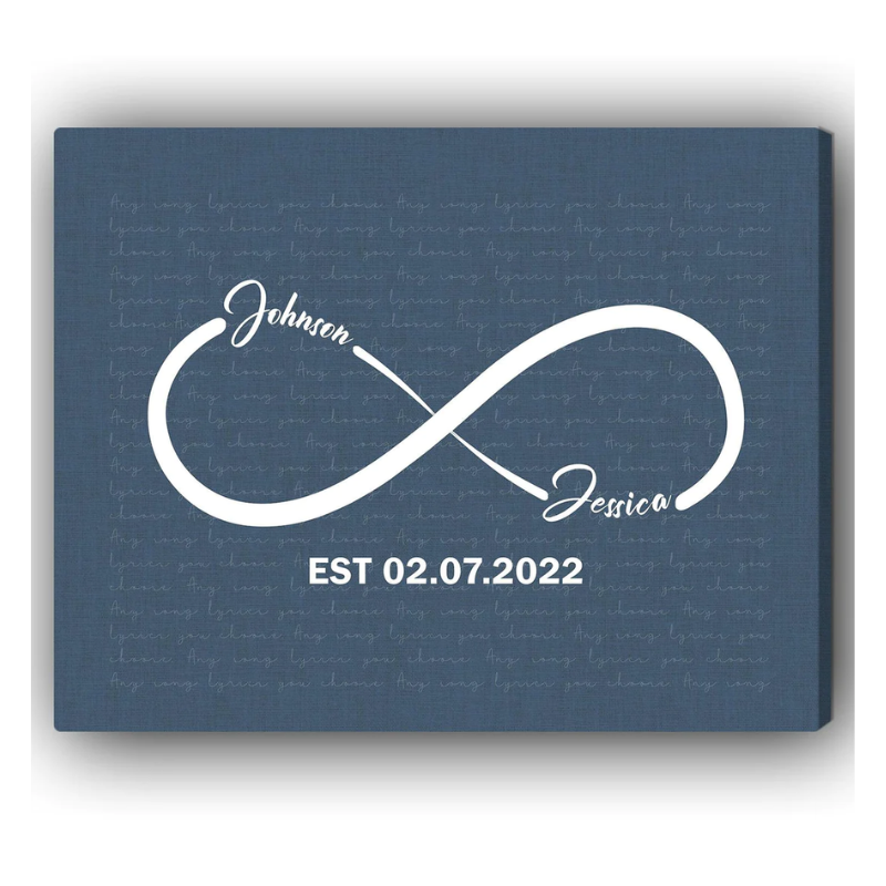 32. Celebrate Eternal Love with a Personalized Infinity Symbol Canvas: Perfect Anniversary Gift Idea
