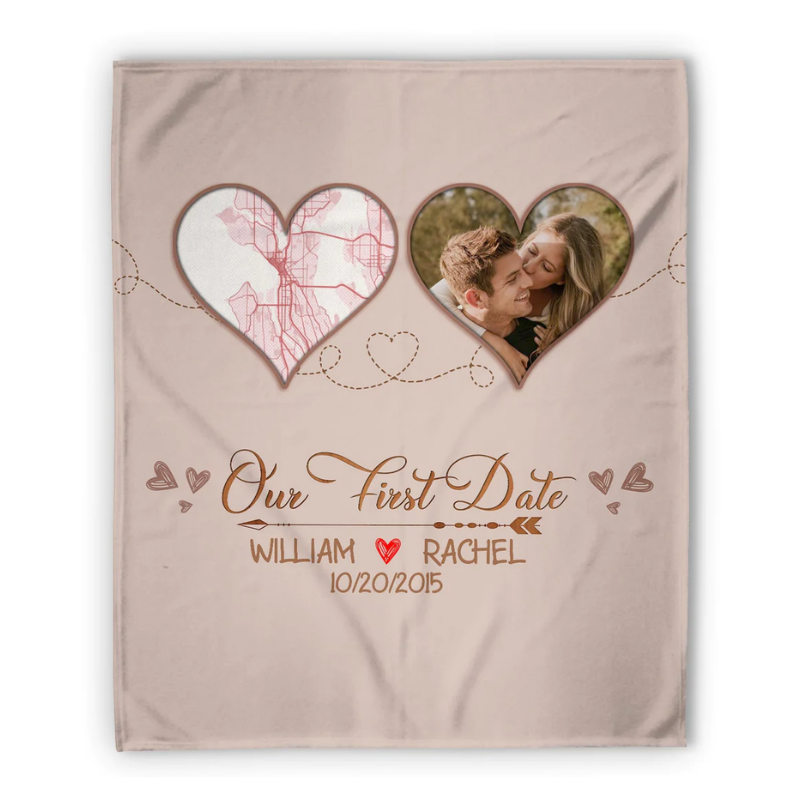 26. Forever Cherish Your First Date with a Customized Anniversary Blanket - MyMindfulGifts