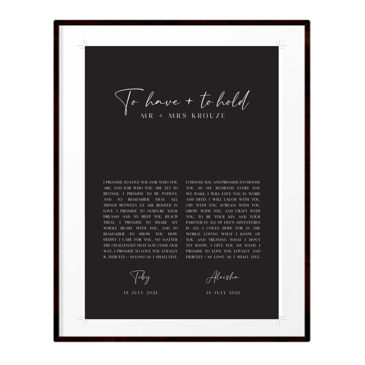 25. Capture the Love Forever: Personalized Wedding Vows Print - A Unique Anniversary Gift Idea