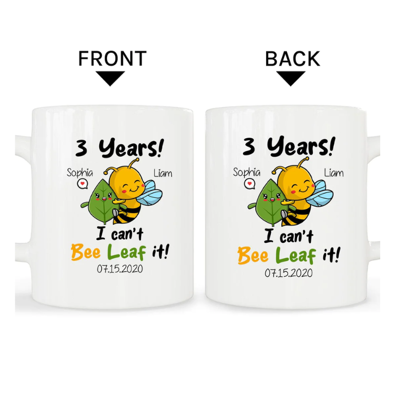 16. Forever Yours: Personalized 3rd Year Anniversary Mug - A Thoughtful Leather Gift for Him