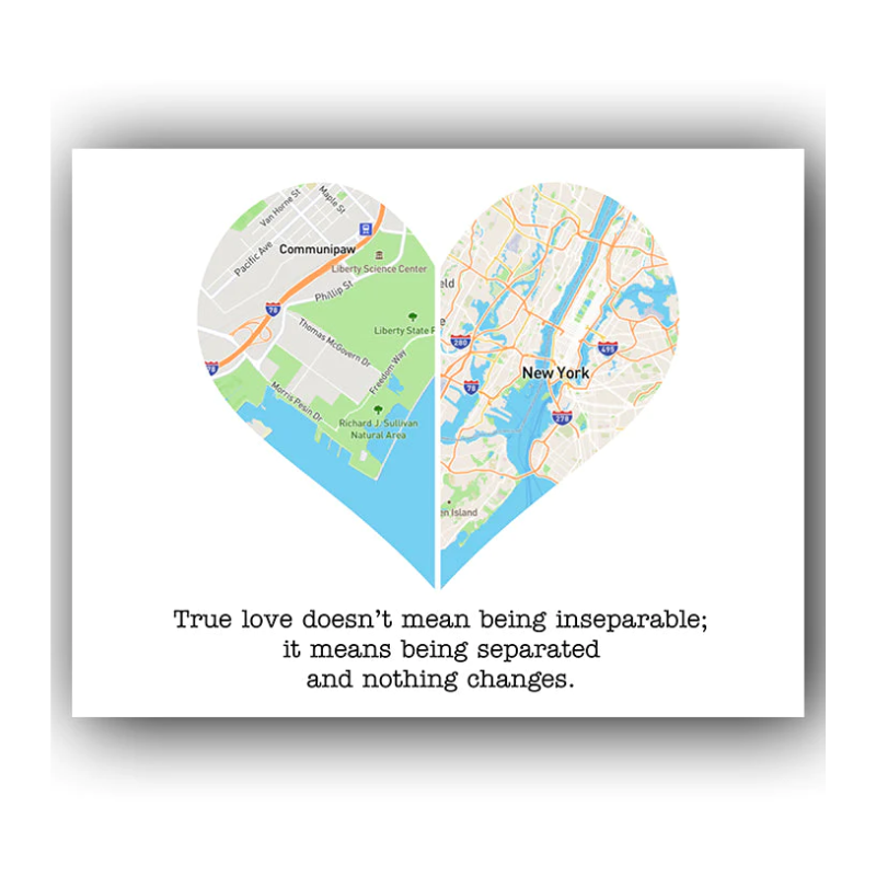17. Close the Distance with a Custom Map Canvas - The Perfect Anniversary Gift Idea for Long Distance Lovebirds!