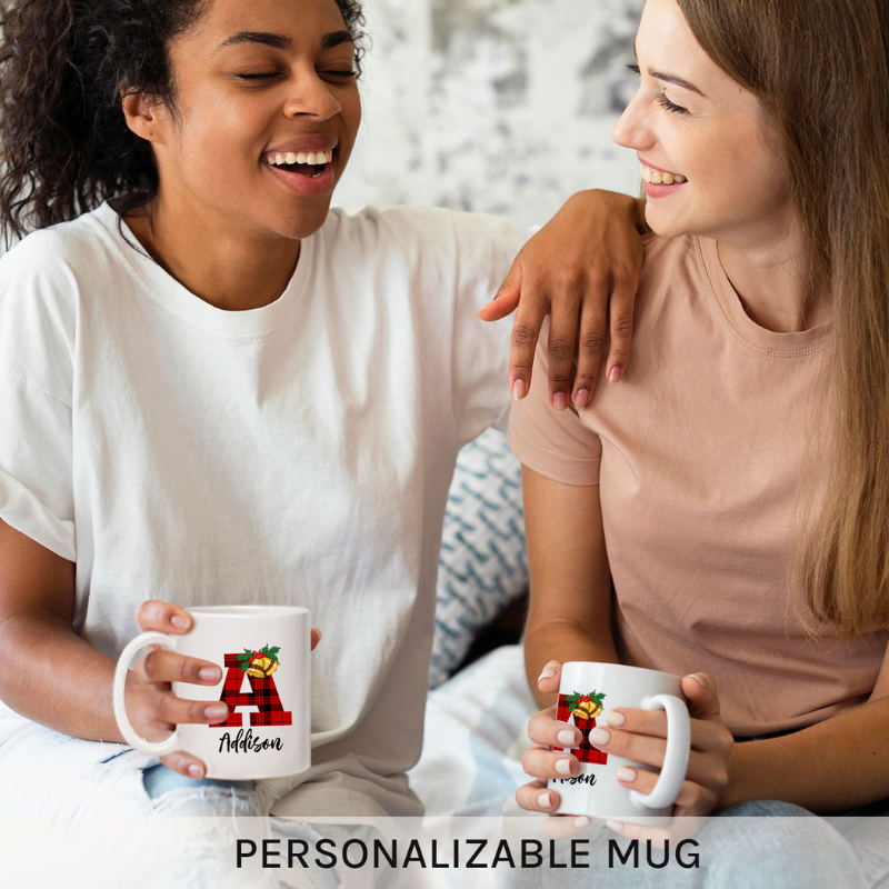 Custom Mug “Initial Mug” For White Christmas Ornament