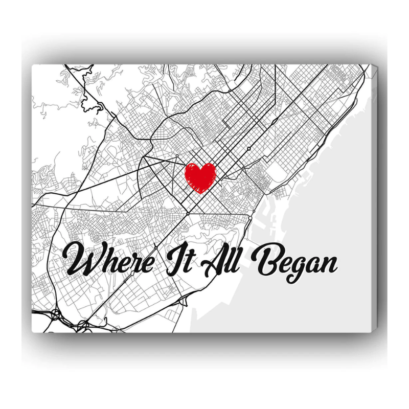 1. Where It All Began Wall Art Retro - Personalized Anniversary Gift for Him