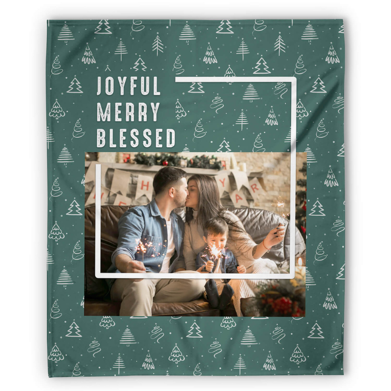 Custom Blanket “Joyful, Merry, Blessed”