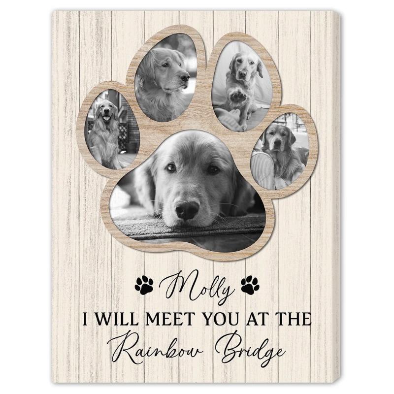 Personalized photo and Paws Canvas Print: dog christmas ornaments