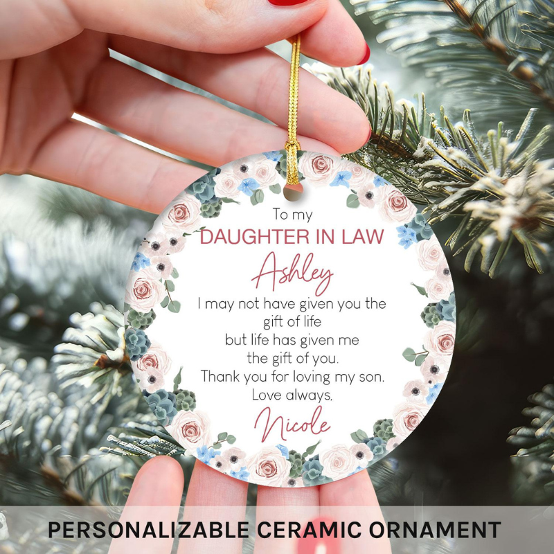 Custom Circle Ceramic Ornament Personalize Gifts For Inlaws