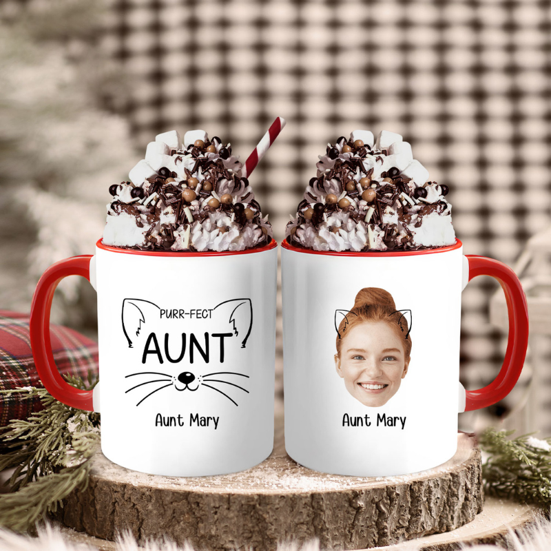 Custom Accent Mug "Purr-fect Aunt"