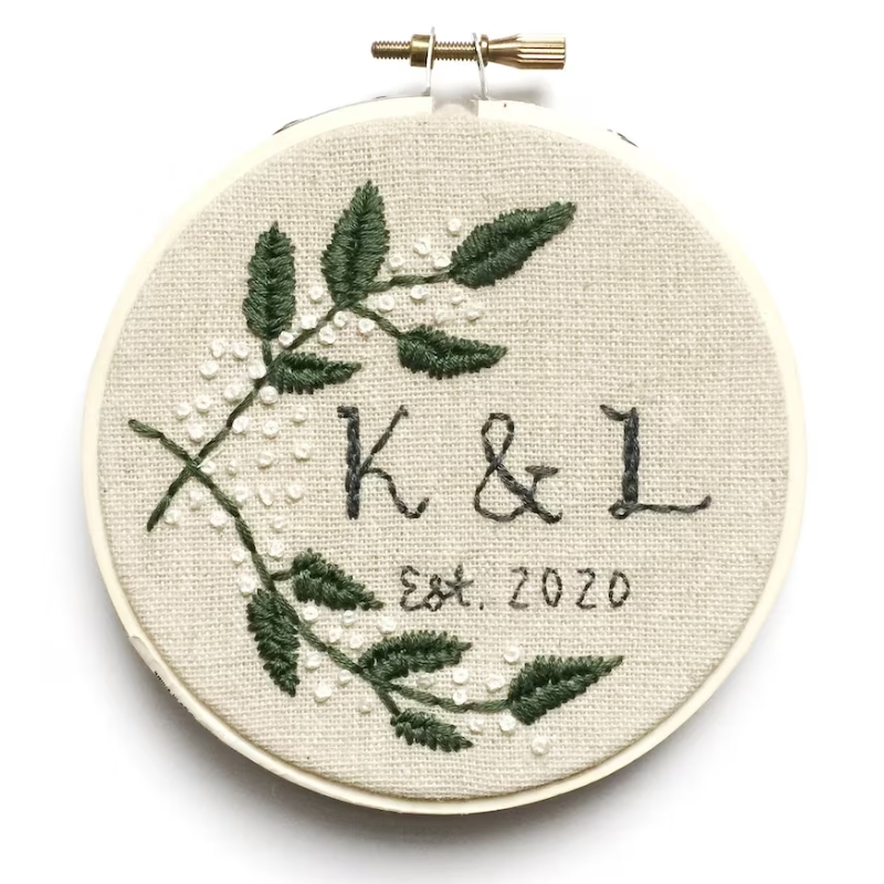 Couples Initials Embroidery Kit