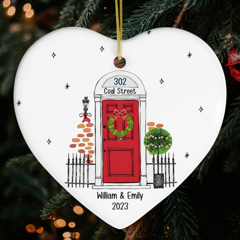 Custom Heart Ceramic Ornament For First Home Christmas Gifts