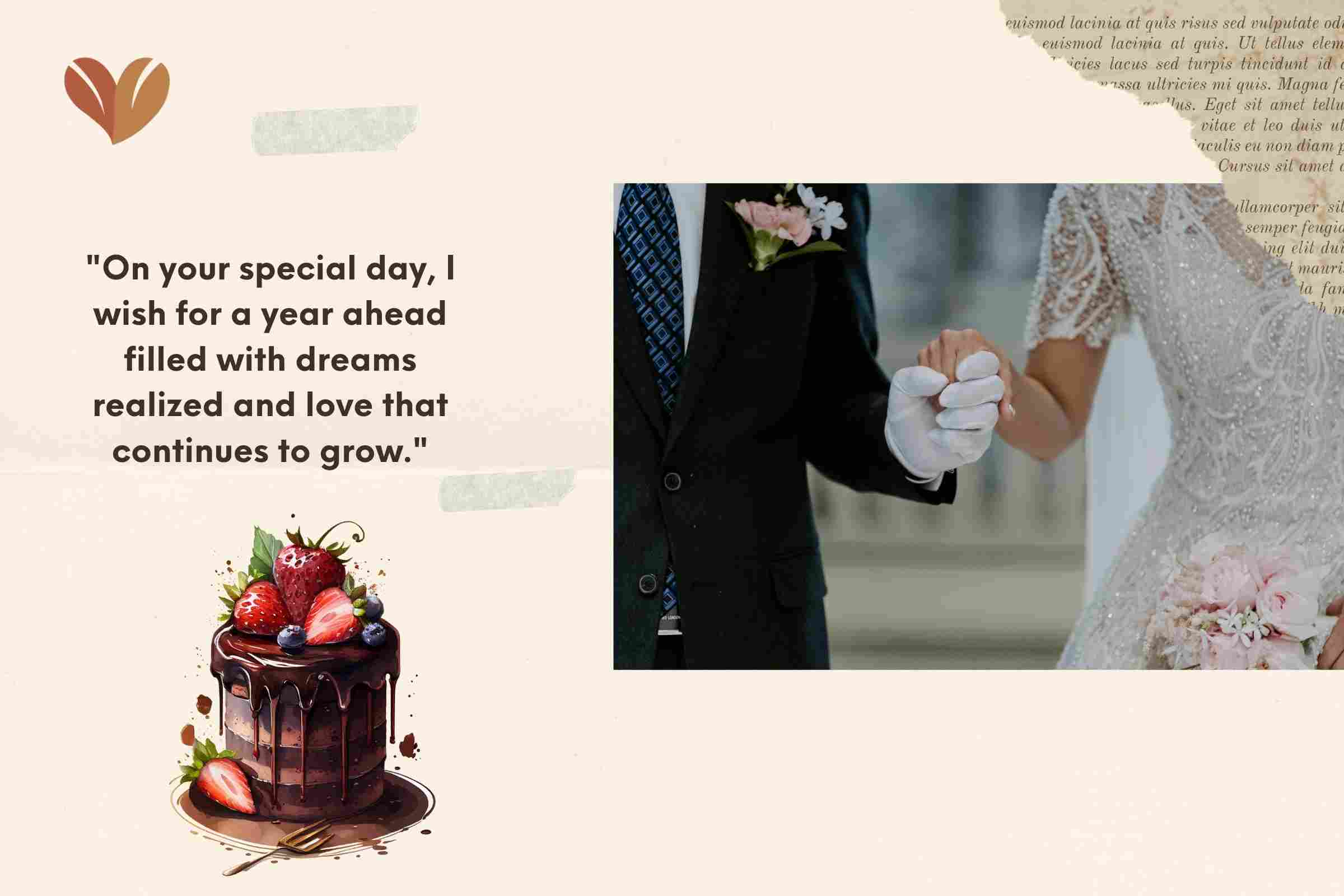 "On your special day, I wish for a year ahead filled with dreams realized and love that continues to grow."