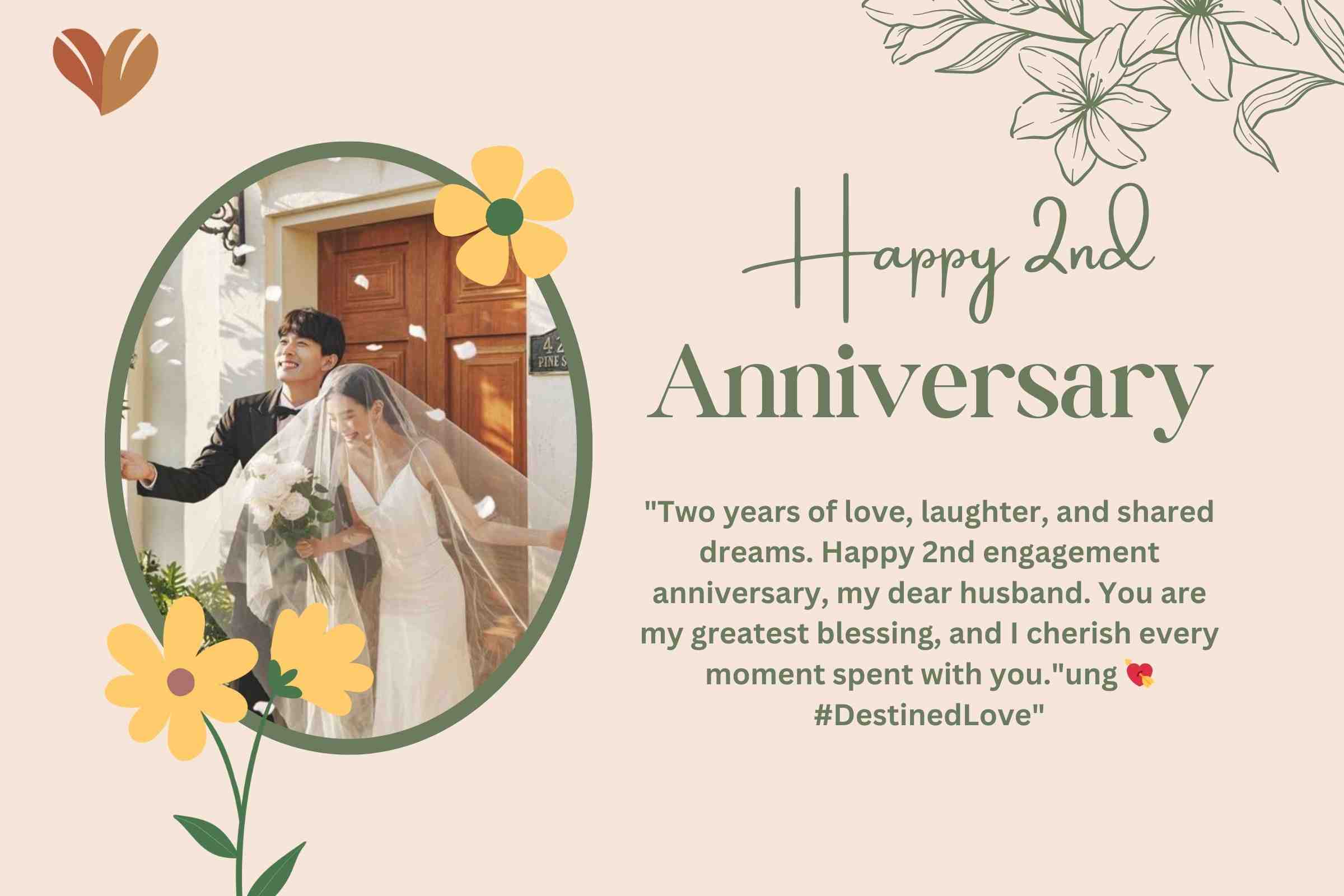 "Two years of love, laughter, and shared dreams. Happy 2nd engagement anniversary, my dear husband. You are my greatest blessing, and I cherish every moment spent with you."ung 💘 #DestinedLove"