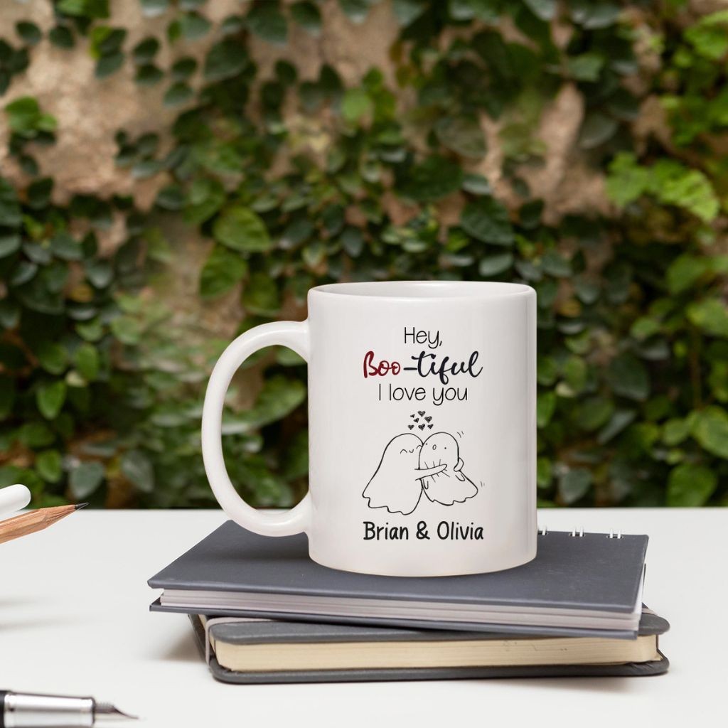 The Hey Boo-tiful Mug is a personalized and customized gift that will surely touch the heart of your girlfriend on your anniversary or Halloween.