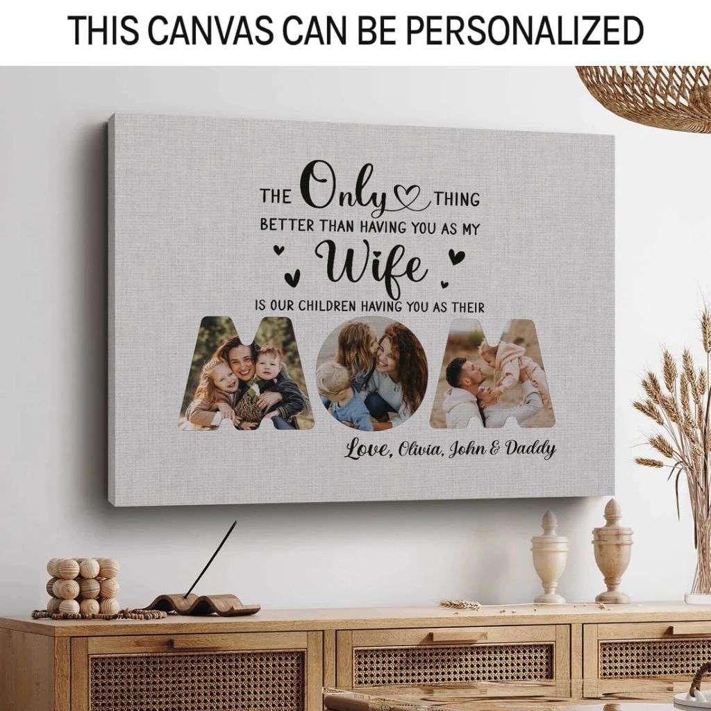 Our premium quality canvas art comes in custom sizes, including big sizes. Give her a thoughtful present that celebrates her role as a mom. 