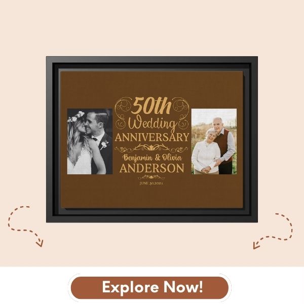 50th Wedding Anniversary - Personalized 50 Year Wedding Anniversary gift for Married Couple for Parents - Custom Canvas - MyMindfulGifts