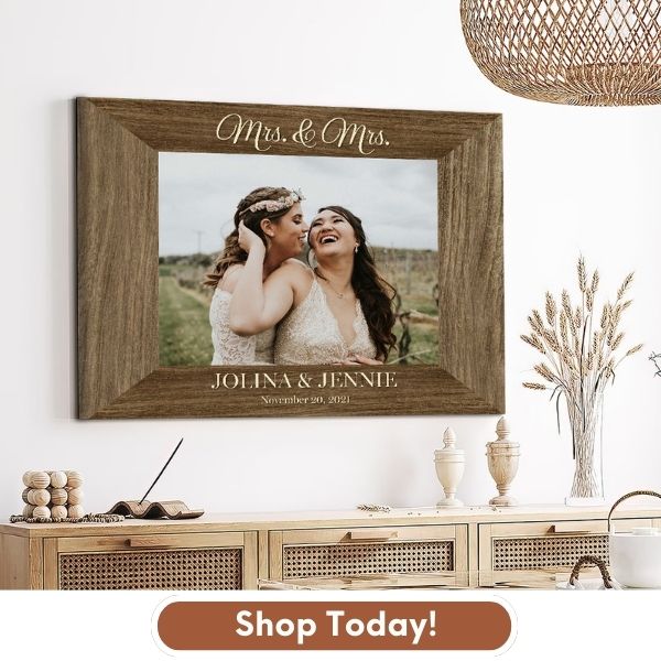Mrs & Mrs - Personalized Wedding Anniversary, Valentine's Day gift for Lesbian Couple, for Wife - Custom Canvas - MyMindfulGifts