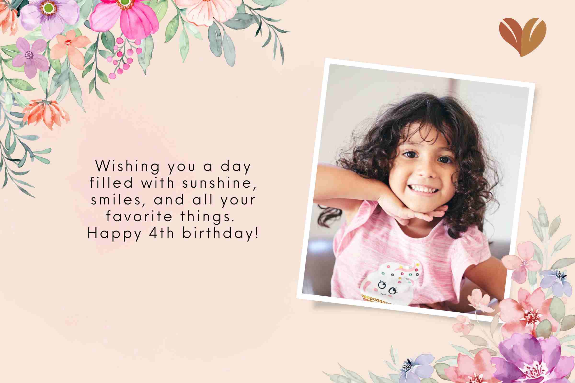 Happy 4th birthday to our radiant little star! May your day be brimming with laughter and boundless joy.