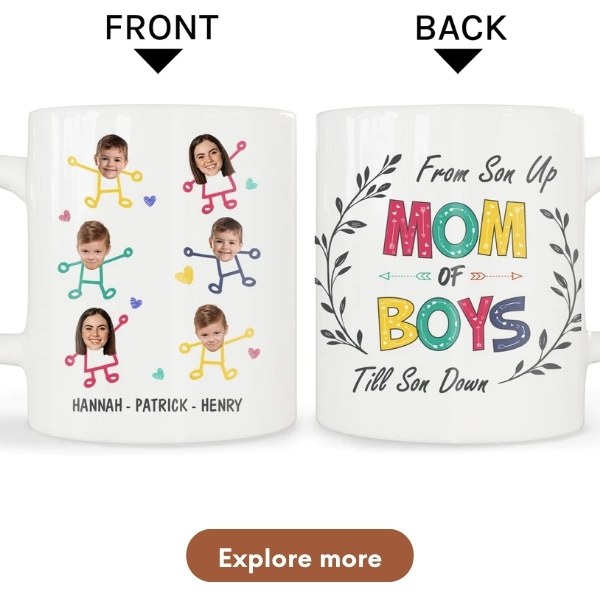 Personalized mug for mom from son - Mom of Boys design