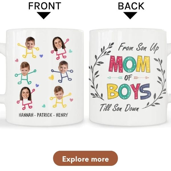 Personalized Mom of Boys Coffee Mug - Custom Mother's Day Gift From Son
