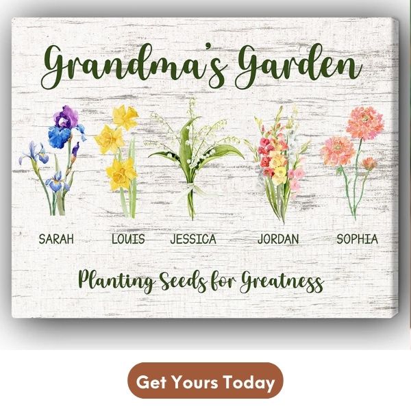 Grandma Garden - Personalized Mother's Day Or Birthday Gift For Grandma - Custom Canvas Print - Mymindfulgifts
