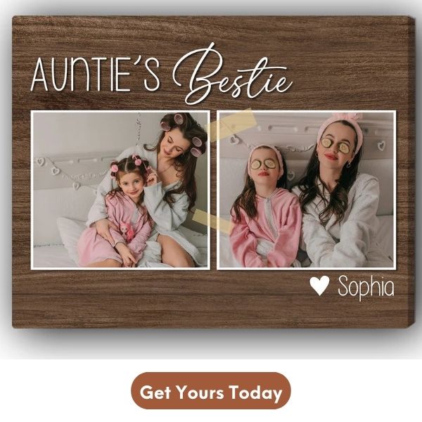 Auntie's Bestie - Personalized Birthday or Christmas gift For Aunt - Custom Canvas Print - MyMindfulGifts