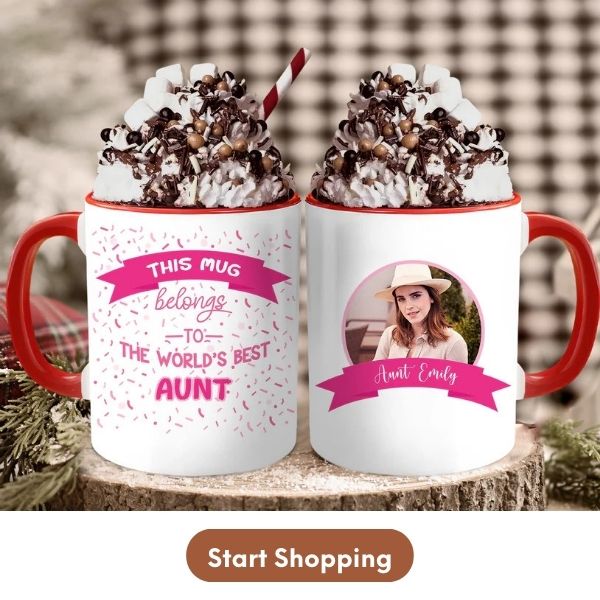 World's Best Aunt - Personalized Birthday or Christmas gift For Aunt - Custom Accent Mug - MyMindfulGifts