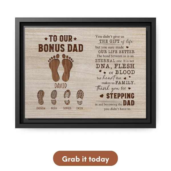 Personalized Father's Day Gift For Stepdad - Custom Canvas Print 