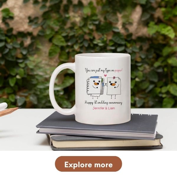 Personalized 1st Anniversary Gift For Friends- Custom Mug From MyMindfulGifts