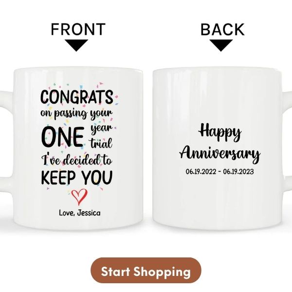 Personalized 1 Year Wedding Anniversary gift for For Boyfriend - Custom Mug