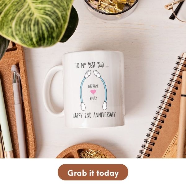 Personalized 2nd Anniversary Gift For Girlfriend - Custom Mug