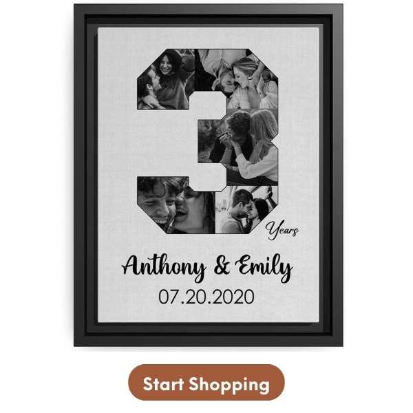 3rd Year Anniversary Photo Collage - Personalized 3 Year Wedding Anniversary Gift For Couple