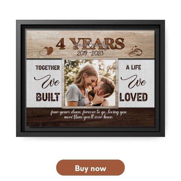 Customized 4 Year Anniversary Gift For Husband Or Wife - Custom Canvas