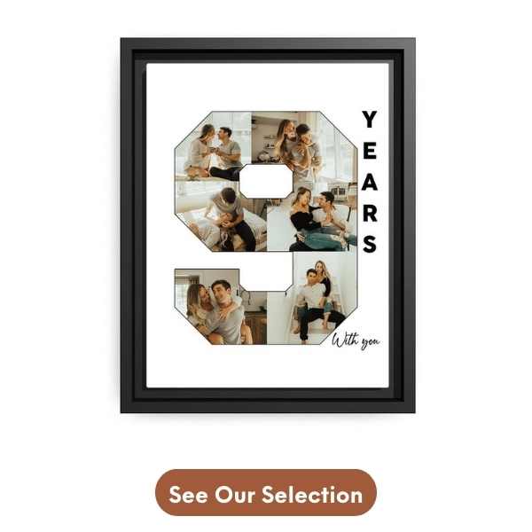 Custom 9 Year Anniversary gift for Husband - 9th Year With You Photo Collage - Custom Canvas Print