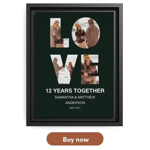 Personalized 12 Year Anniversary Gift For Couple - Custom Canvas Print