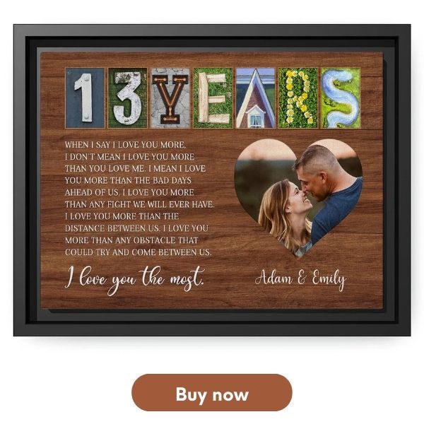 Personalized 13 Year Anniversary Gift For Friends - Custom Canvas Print 