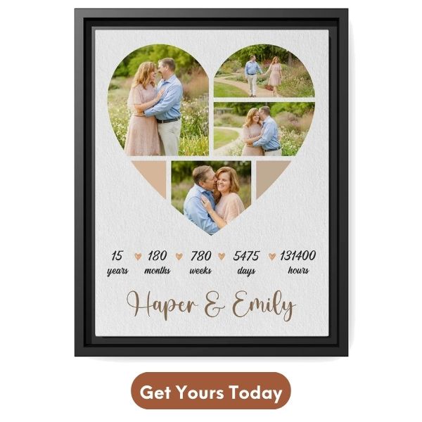 Personalized 15 Year Anniversary Gift For Couple - Custom Canvas From MyMindfulGifts