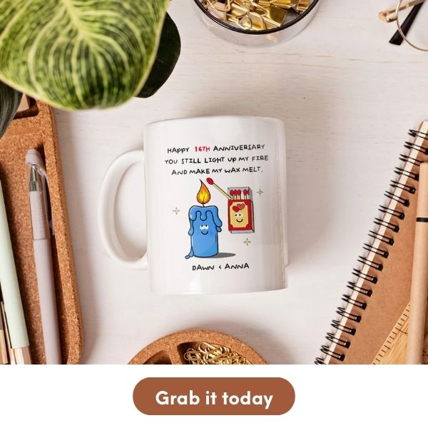 Personalized 16 Year Anniversary Gift For Couple - Custom Mug