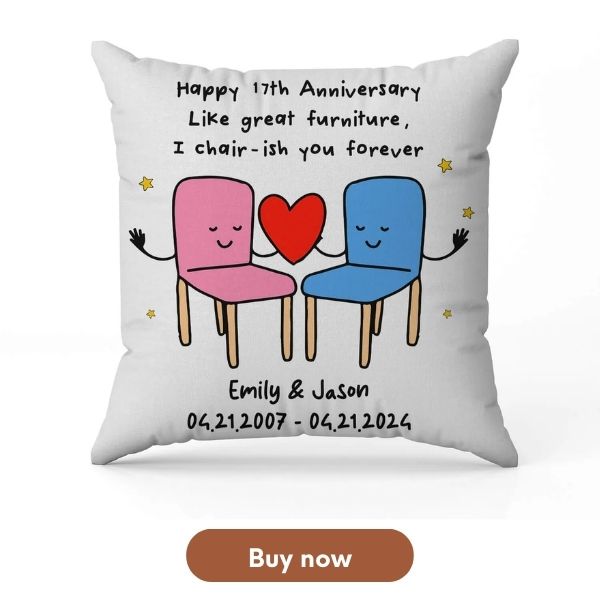 Personalized 17 Year Anniversary Gift For Parents - Custom Pillow From MyMindfulGifts