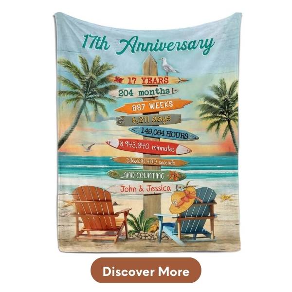 Personalized 17th Anniversary Gift For Wife - Custom Blanket From MyMindfulGifts