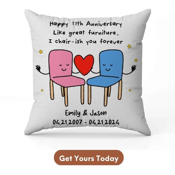 Personalized 17th Anniversary Gift For Wife - Custom Pillow From MyMindfulGifts