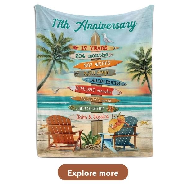 Personalized 17th Anniversary Gift For Parents - Custom Blanket From MyMindfulGifts