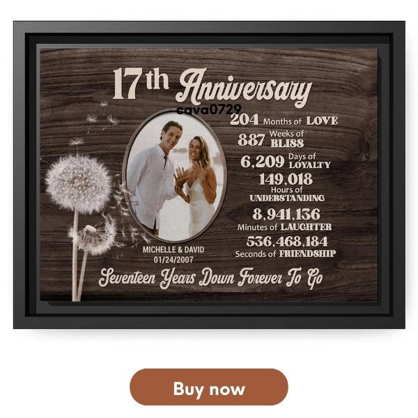 Customized 17th Anniversary Gift For Parents - Custom Canvas From MyMindfulGifts