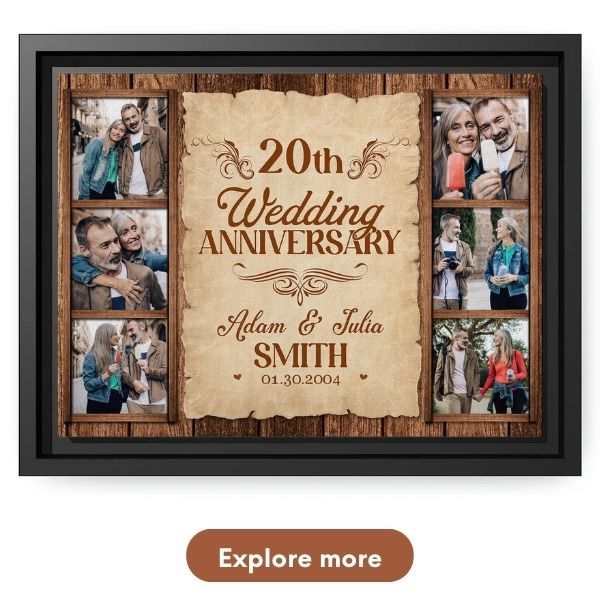 Personalized 20 Year Anniversary Gift For Friends - Custom Canvas Print